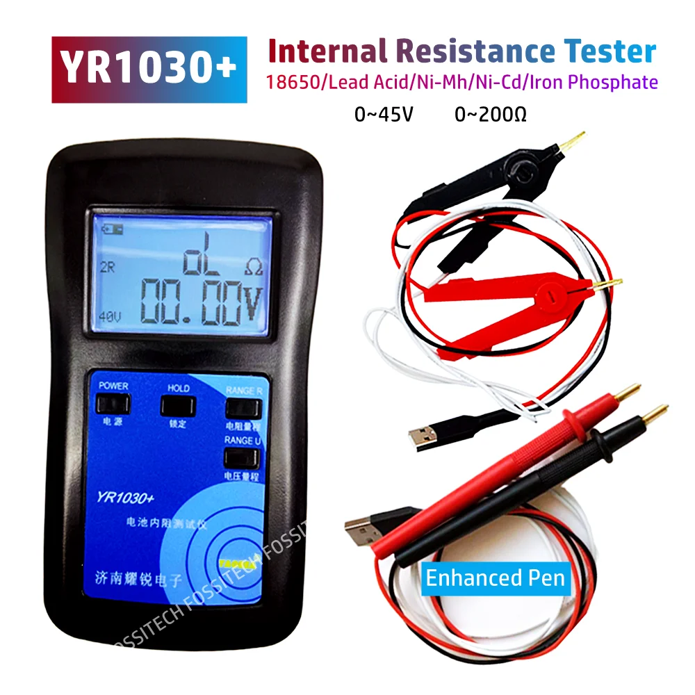 

Upgrade YR1030 0~45V Battery Internal Resistance Tester With Enhanced Pen TR1030+ 18650 Nickel Hydrogen Lead Acid Battery Tester