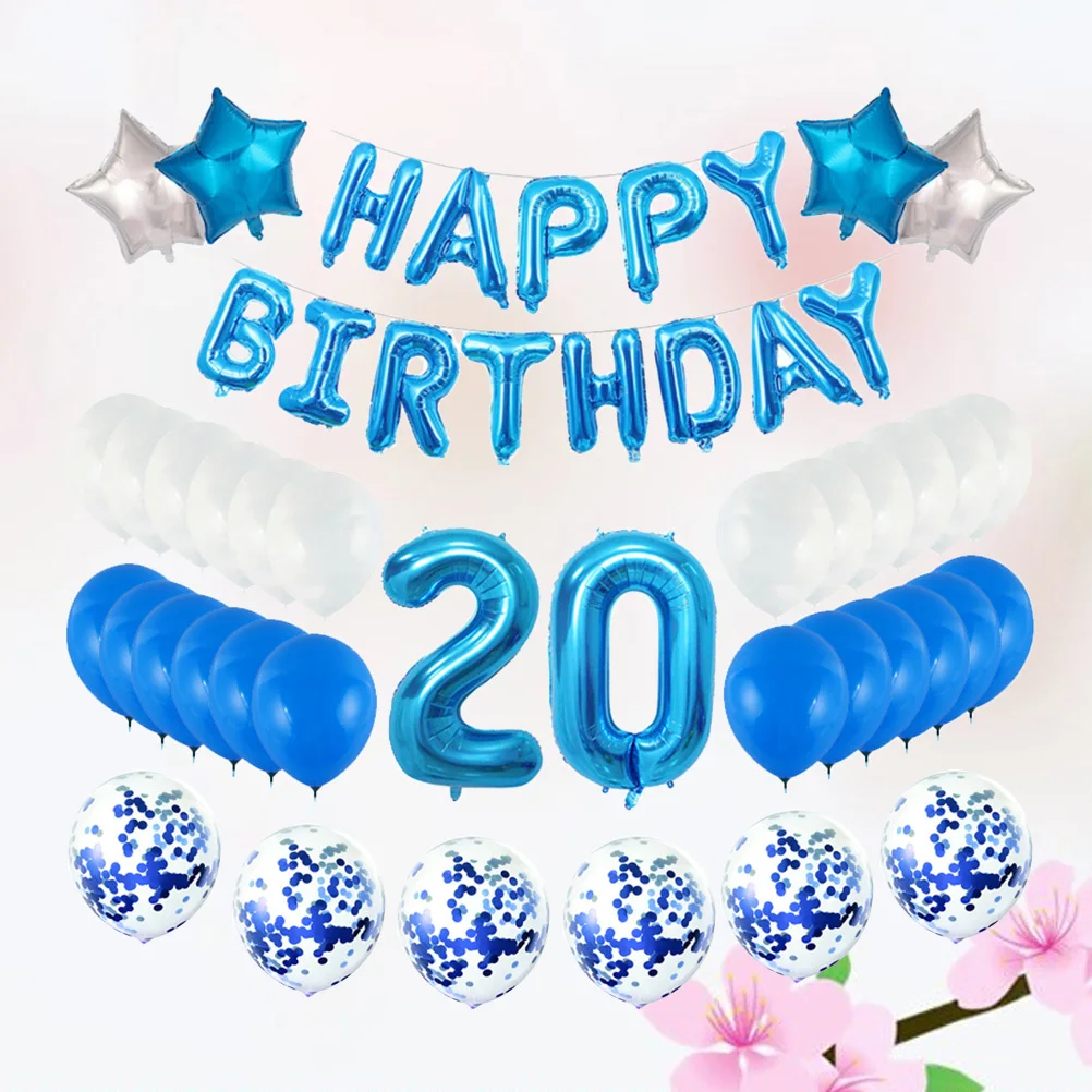 

20 Years Old Birthday Balloons Sets Rose Gold Birthday Party Star Shape Aluminum Film Latex Balloons Beautiful