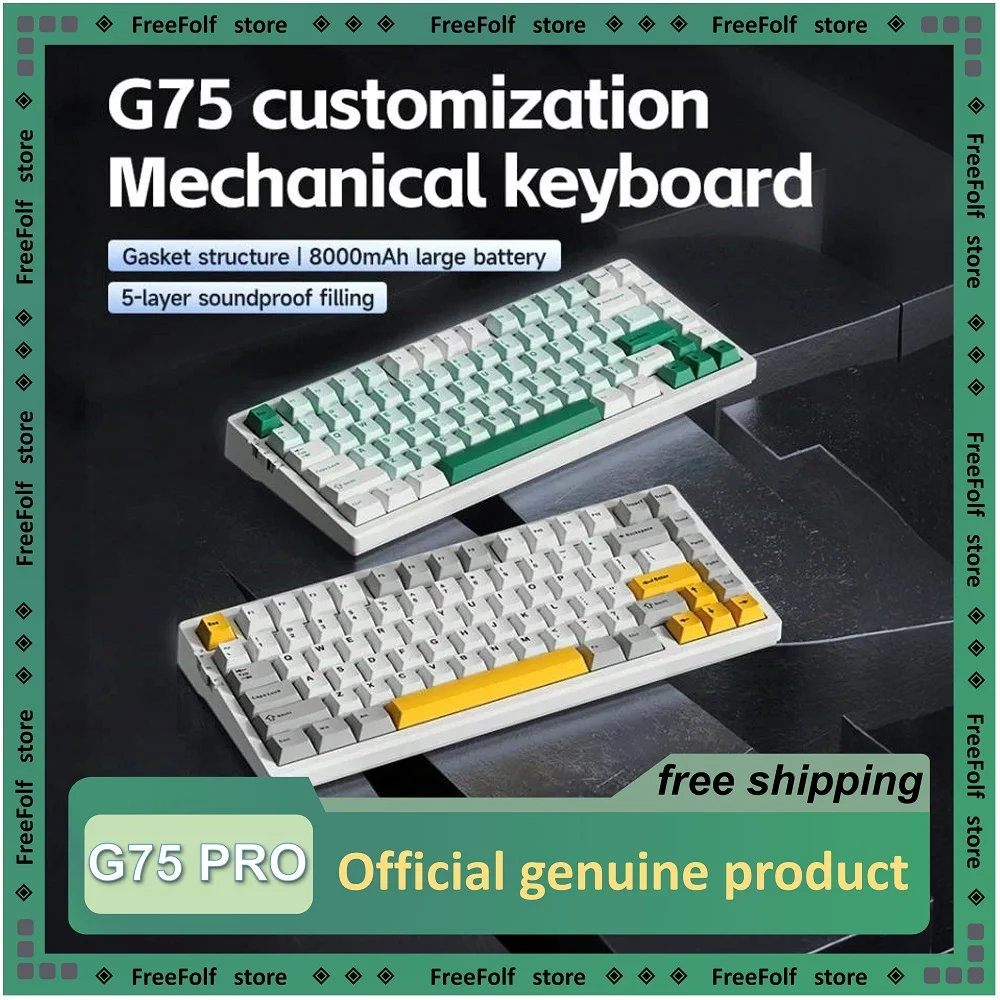 

Механическая клавиатура MCHOSE G75 Pro с раскладкой 75%, переключатели с возможностью горячей замены, RGB-подсветка, 8000 мАч