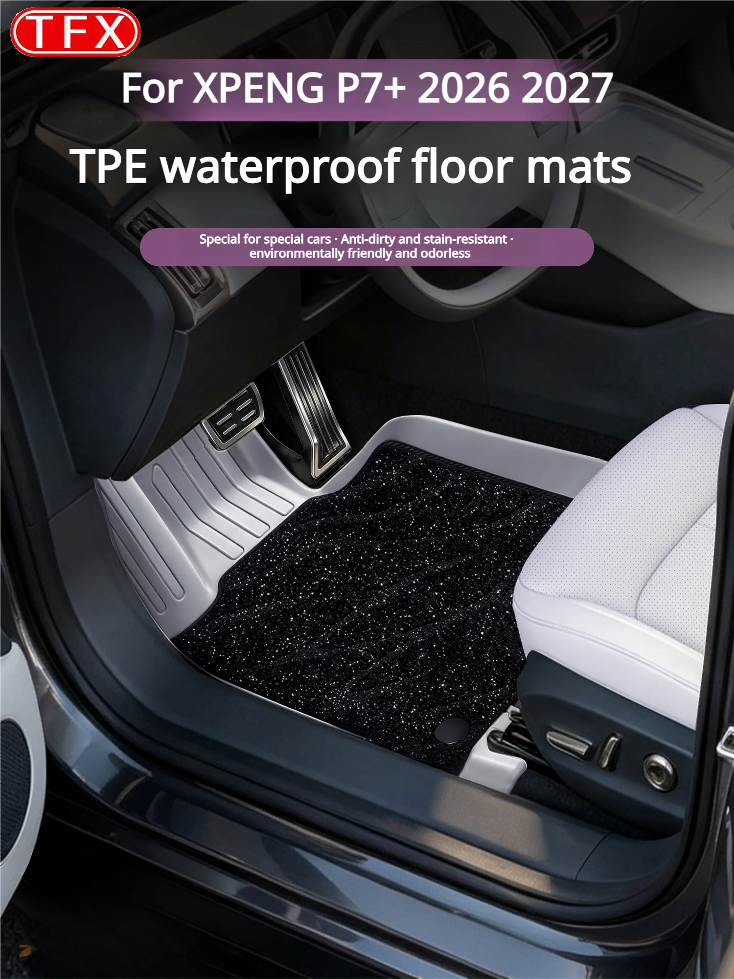 For XPENG P7+ 2026 2027 Car Styling TPE Floor Mats Trunk Mat Full Coverage Waterproof Durable Anti-Slip Non-Slip Pro Accessories