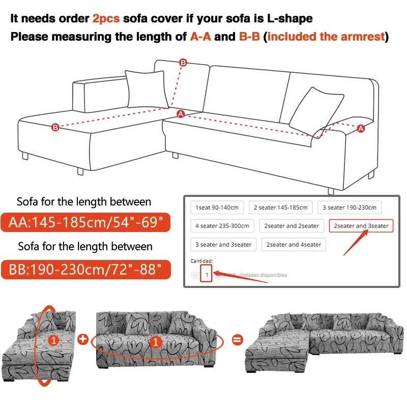 Texture Couch Covers for Sectional Sofa Washable Stretch Sofa Covers L Shape Sofa Slipcovers Anti Slip Furniture Protector 1pc