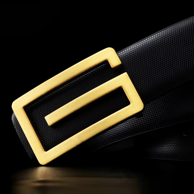 New Luxury Brand Belts for Men Smooth Metal Buckle Male Strap Genuine Waistband Men\'s Belt 3.3cm Designer High Quality Belt Men