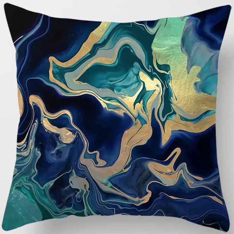 Blue tone printing square pillowcase, home decoration, car sofa cushion cover 60X60CM funda de almohada