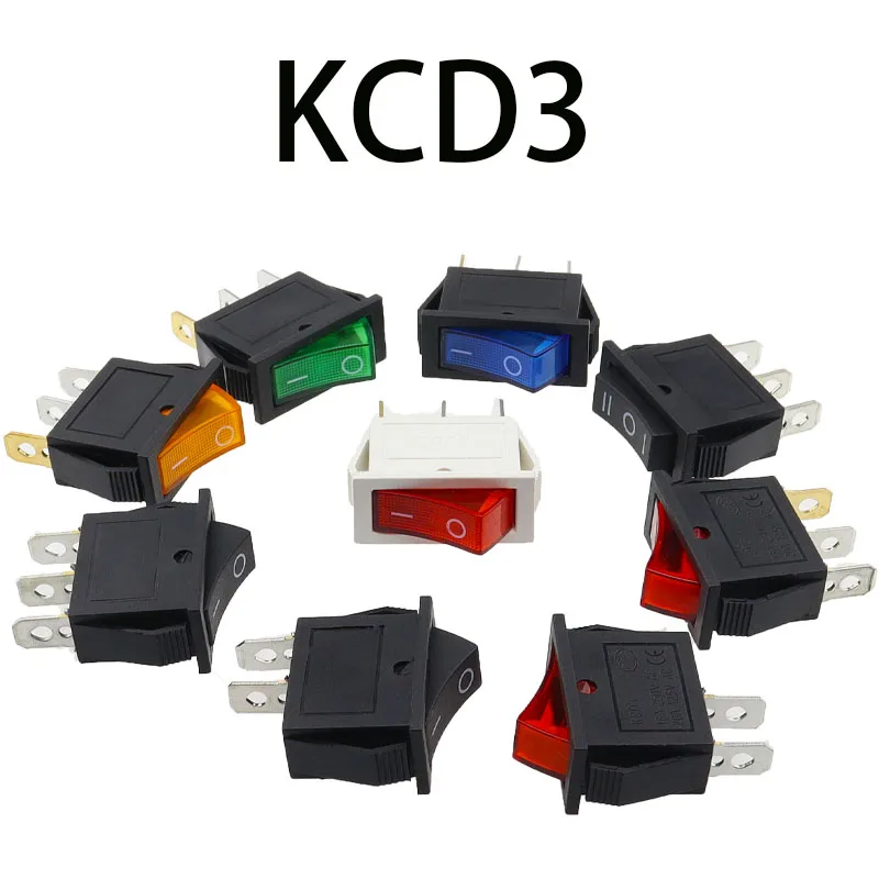 1PCS מתג רוקר KCD3 ON-OFF ON-OFF-ON 2 מיקום 3 פינים ציוד חשמלי עם מתג כוח אור 16A 250V / 20A 125V AC