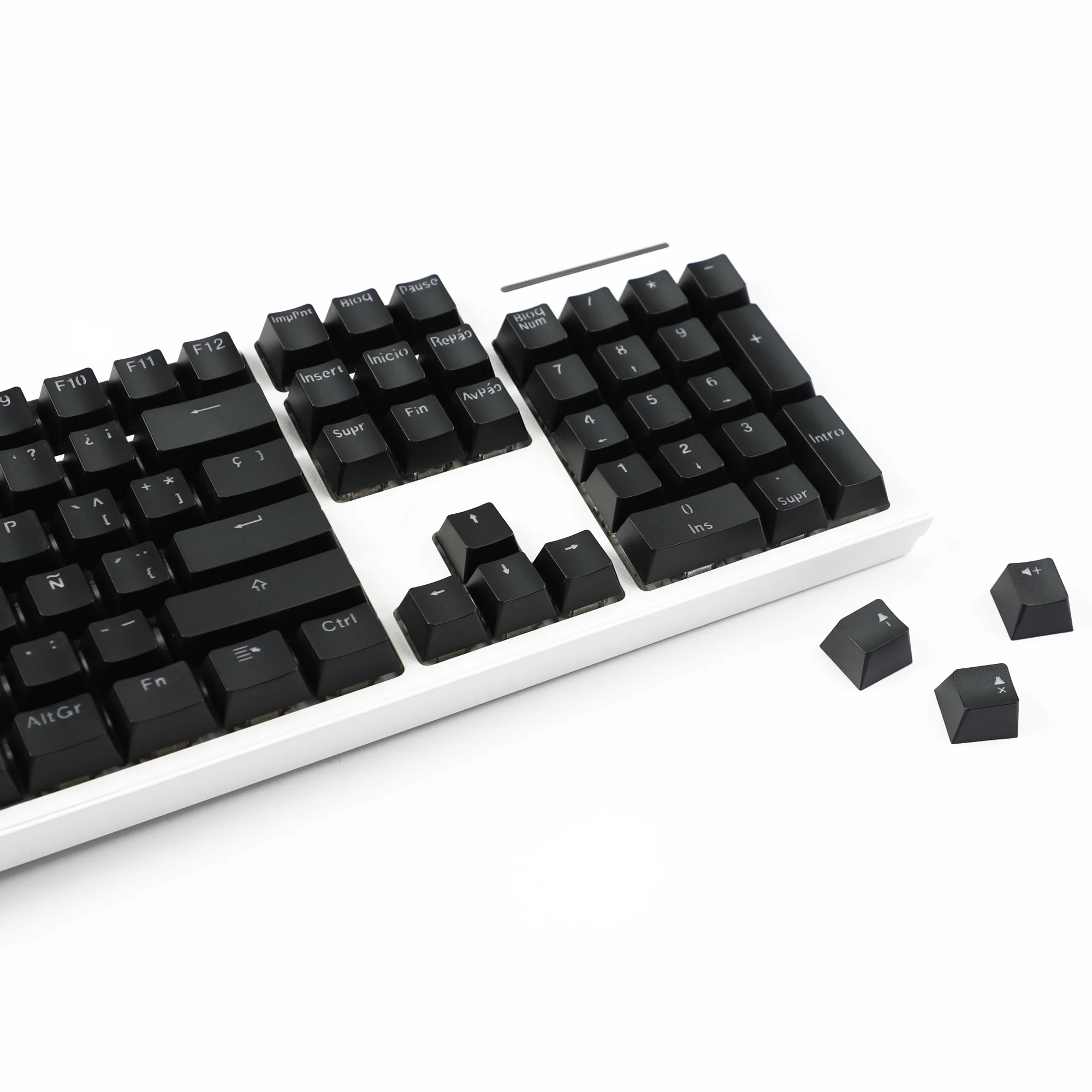132 Keys Spain Backlit OEM Profile Black White Minimalist Double Shot Keycaps for 68/75/87/98/104/108 MX Mechanical Keyboard view 3