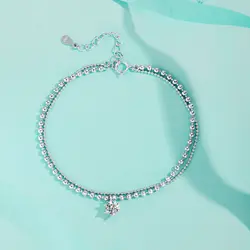 Moissanite Bracelet 1ct D Color Single Moissanite Diamond S925 Sterling 18K White Gold Plated Adjustable Chain Jewelry For Women