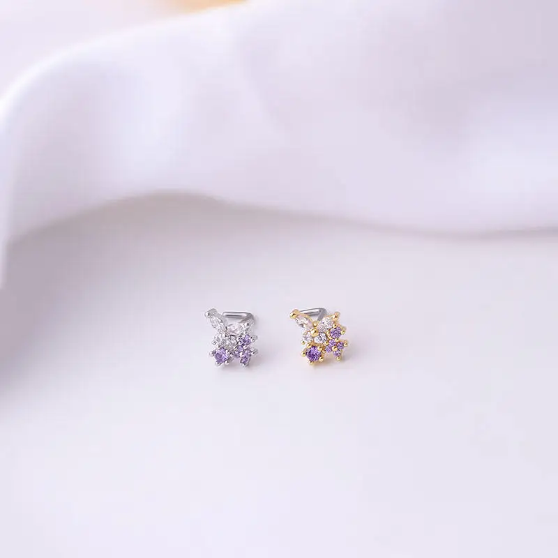 1PC L Geformt 316L Chirurgische Edelstahl Nase Studs Nasenringe Mode Multicolor Zirkon Nase Stud Schraube Nase Piercing schmuck