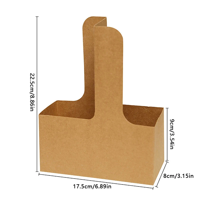10Pcs Coffee Cup Holder For Hot Or Cold Drinks Takeout Cafe 1/2/4-Cup Drink Carrier With Handle Kraft Paper Cup Holder To Go
