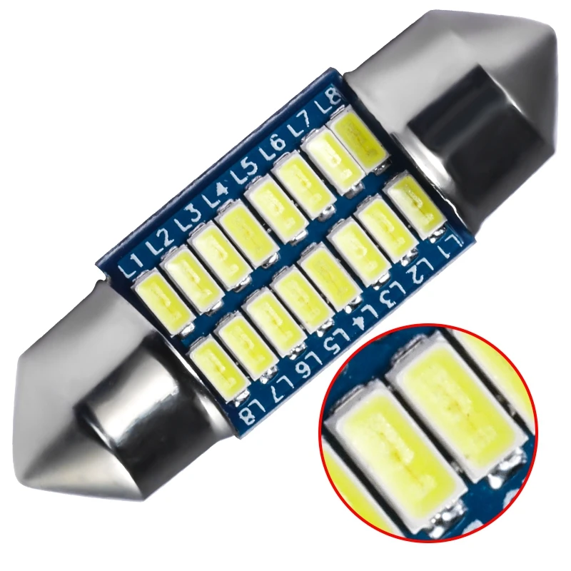 Festoon 31Mm 16Smd Led Bulb C5W C10W Super Bright 3014 Smd Canbus Error Free Auto Interior Doom Lamp Car Styling Light