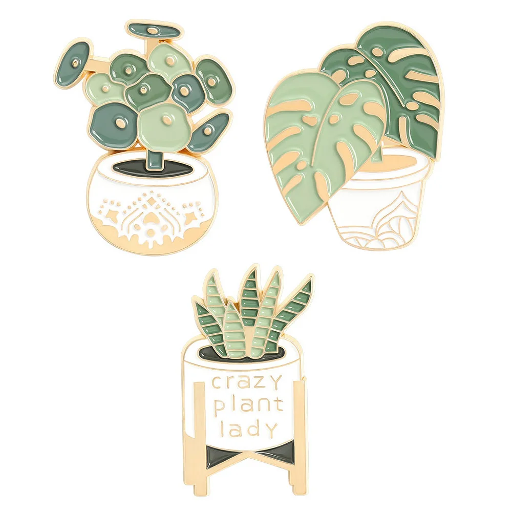 

3 Pcs Brooch Rucksack Potted Plant Breastpin Jewelry Alloy Miss Boutonniere Pins