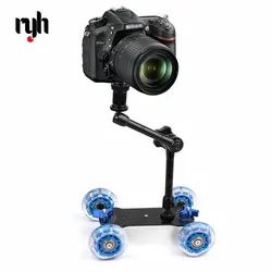 Schreibtisch Dolly+11'' Magic Arm Tabletop Mobile Rolling Video Rail Skater for DSLR Camera Slider Track Dolly Car & Magic Arm