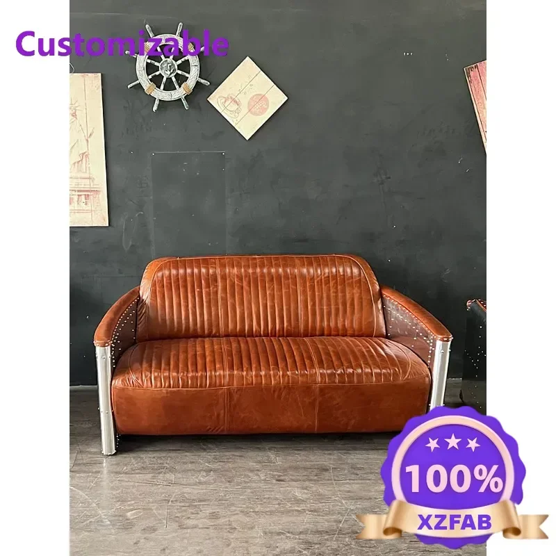 Factory Direct 2026 American industrial style aluminum leather creative leather sofa