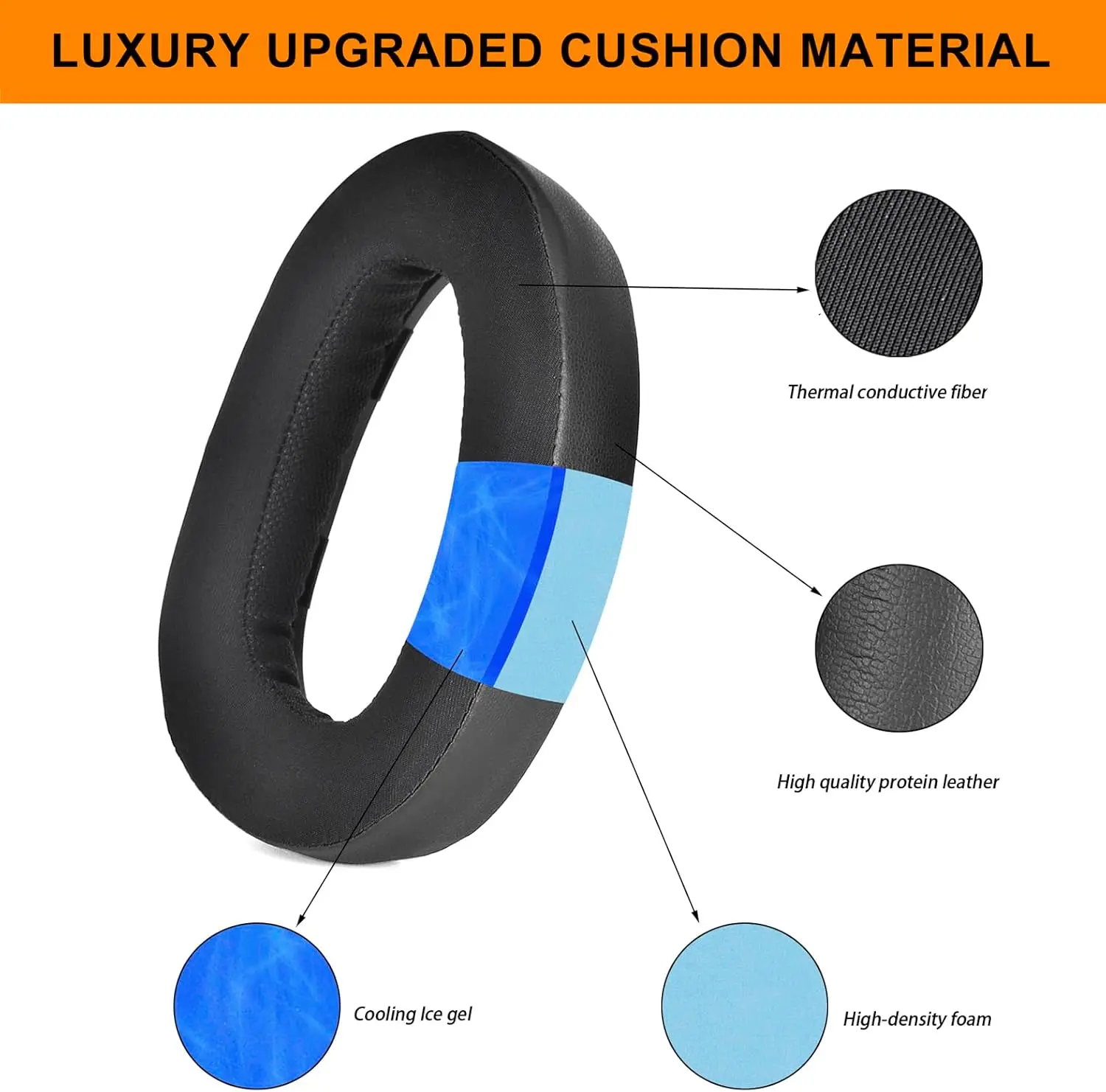 GSP 600 냉각 젤 이어 패드 커버 교체 쿠션 Sennheiser GSP500, GSP550, GSP600, GSP670 게임용 헤드셋과 호환 가능