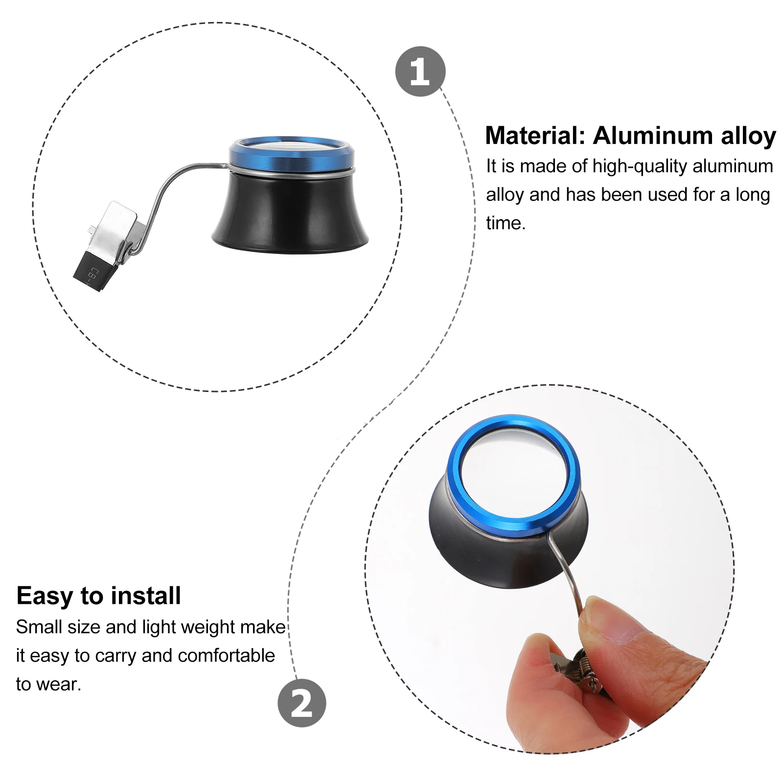

Aluminum Alloy Lightweight Clip On Eyeglass Magnifier Small Watch Repairing Tool Jewelry Craft Glass for
