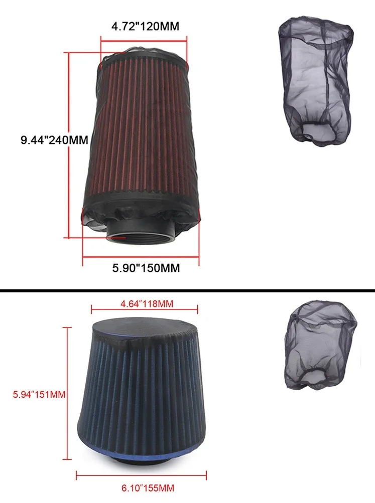 Universal Air Filter Dust Protection Cover for High Flow Cold Air Intake Filter Car Performance Mod Parts