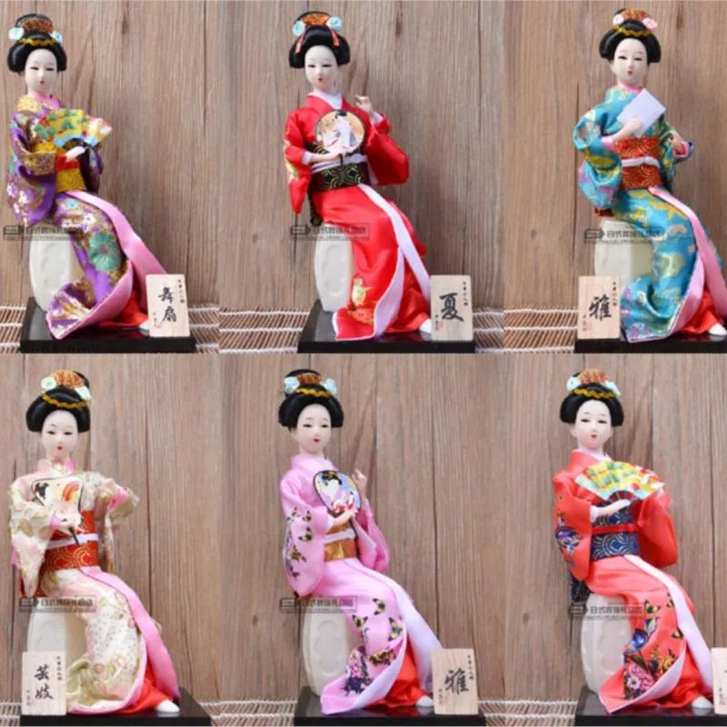 2025 Japanese Silk Furnishings Kimono Kabuki Geisha Doll Handicraft Ornaments Japanese Humanoid Figures Home Decoration ZL215