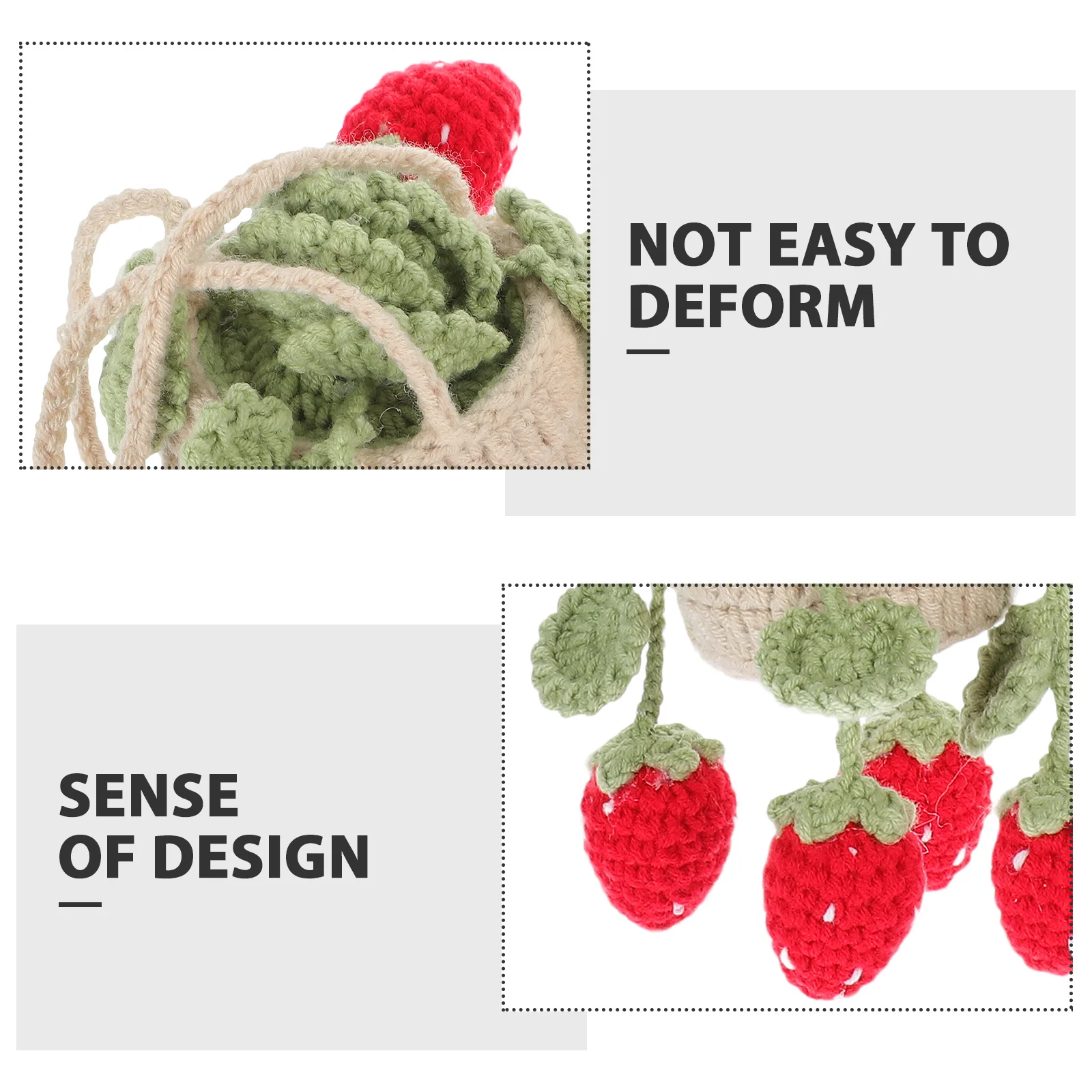 

Crochet Strawberry Car Decoration Hanging Ornament Rearview Mirror Pendant Exquisite Craftsmanship Fine Details