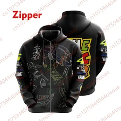 Sudadera con capucha de carreras de motos para hombre, ropa deportiva con cremallera, impresión Digital 3D, chaqueta informal Harajuku, ropa de calle personalizada, 2024