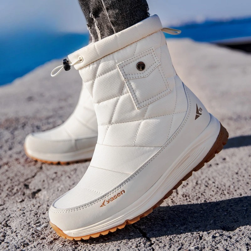 

Мужские и женские зимние утепленные зимние ботинки на флисовой подкладке, уличные теплые непромокаемые нескользящие хлопковые ботинки до середины икры для верховой езды