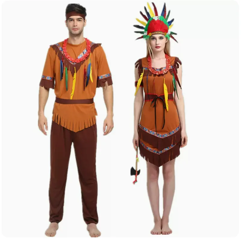 2020 leopard savage caveman croods flintstones primitive indian clothing carnival halloween costumes men women Couples clothes