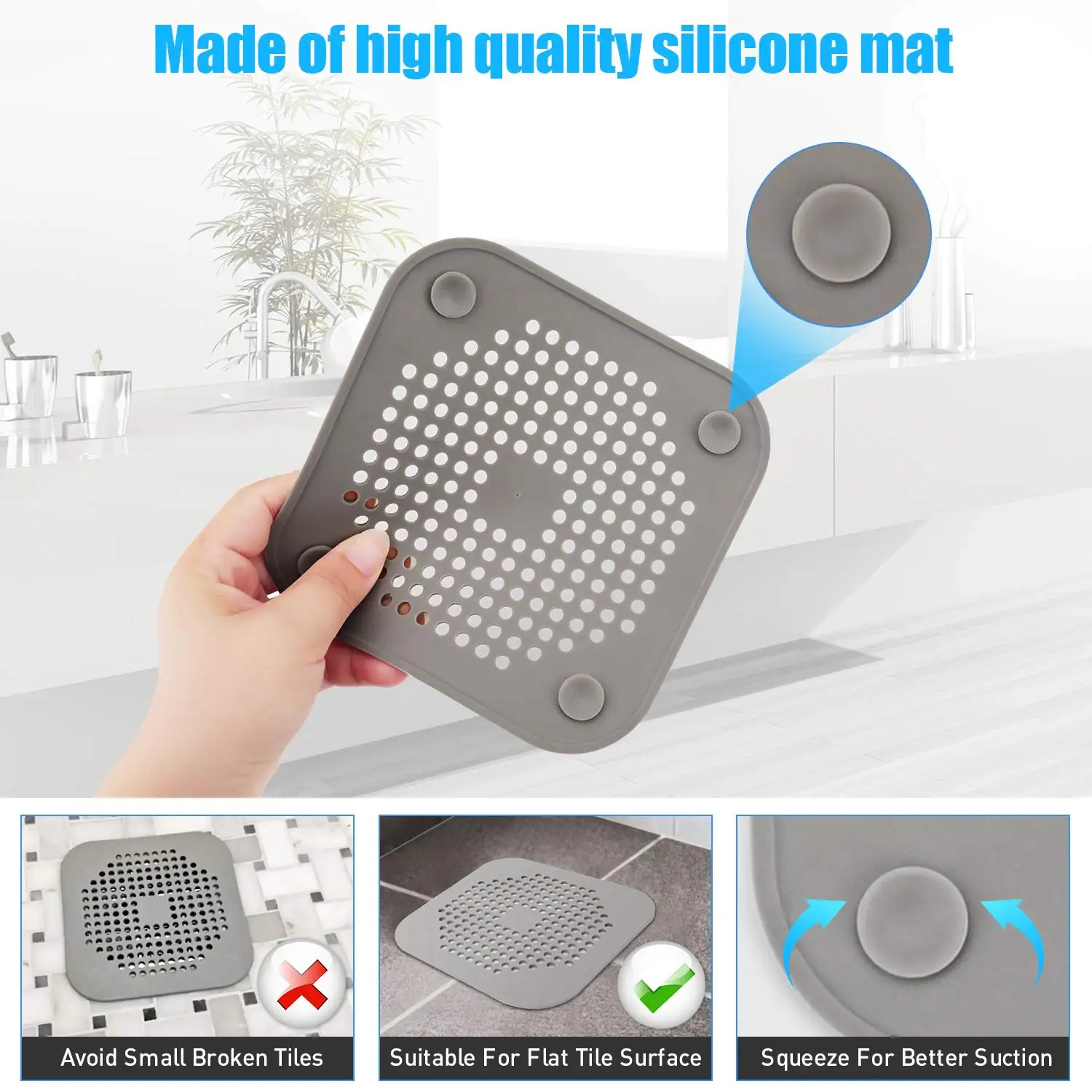 Kitchen Sink Filter Drain Hair Catcher Silicone Shower Hair Filter Anti-blocking Sink Stopper Strainer Bathroom Accessories