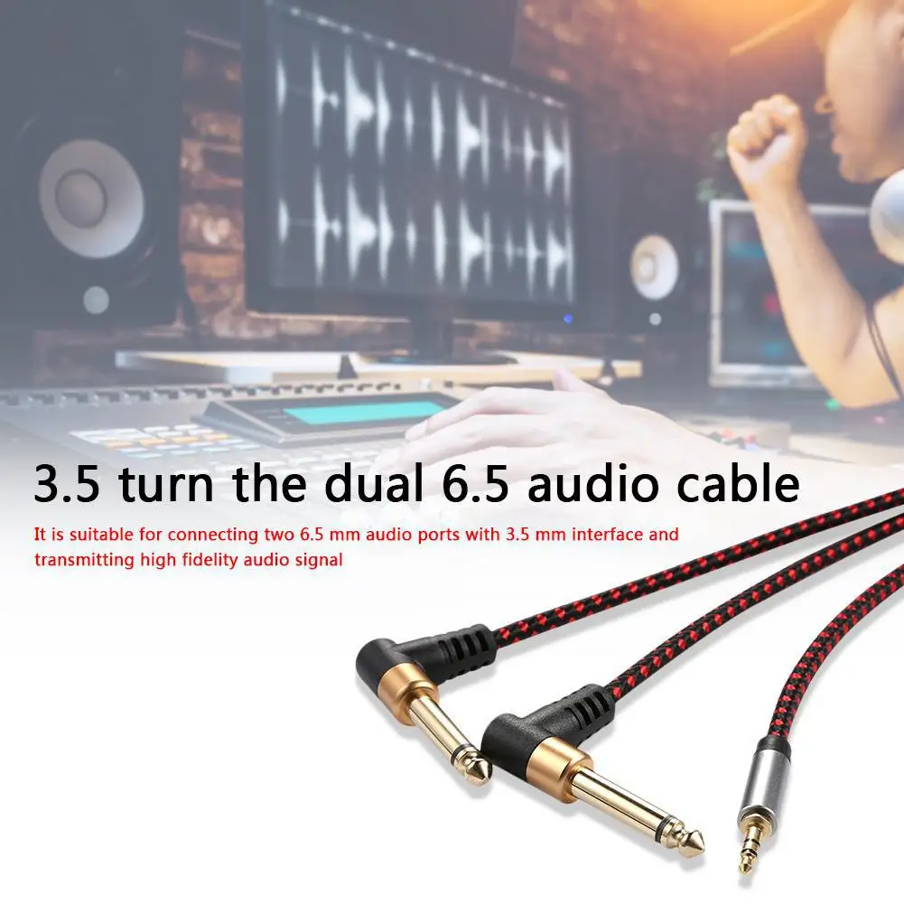 Audio Cable Angled Mini Jack 3.5 to Dual 1/4\