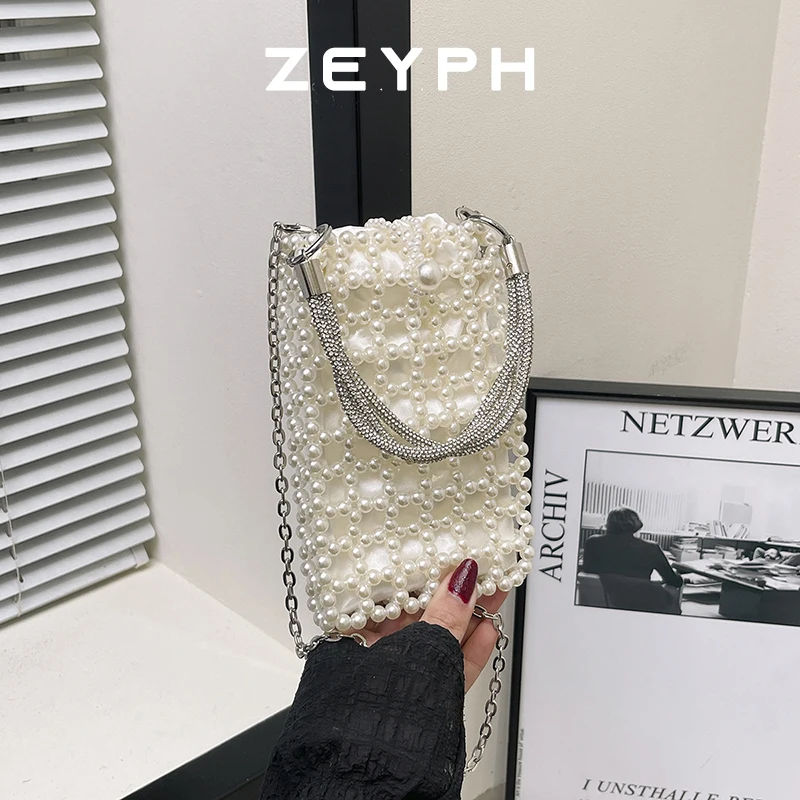 

Zeyph Chain Pearl Panel Design Small Pearl Ladies Handbag Dinner Bag Small Purse Phone Bag