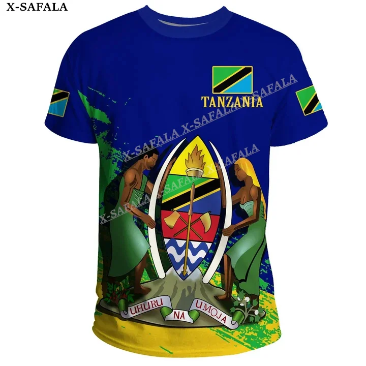 Love Tanzania With Coat Of Arms Country 3D Print Milk Fiber T-shirt Summer Round Neck Men Female Casual Short Sleeve Tee Top-9