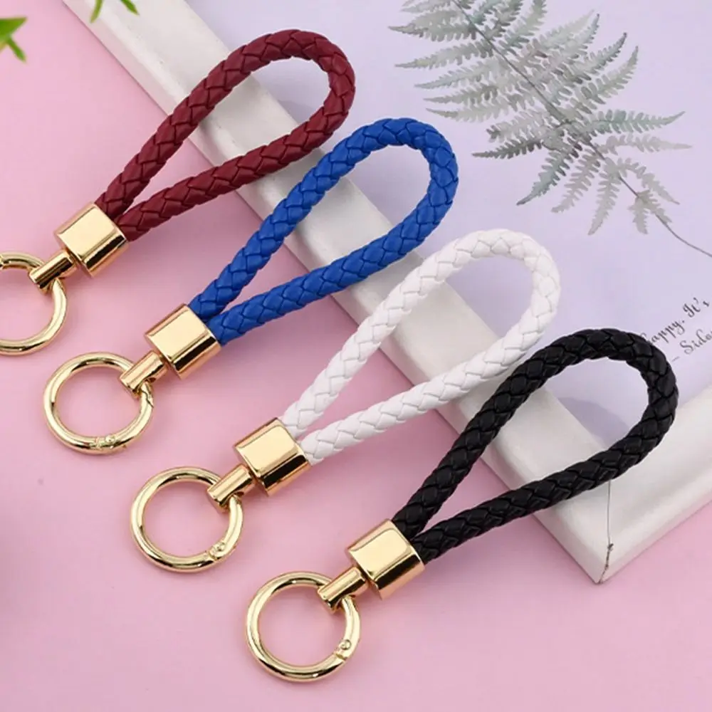 PU Leather Braided Woven Rope Keychain DIY Bag Pendant Key Chain Holder Key Car Trinket Keyring For Men Women Gift Jewelry