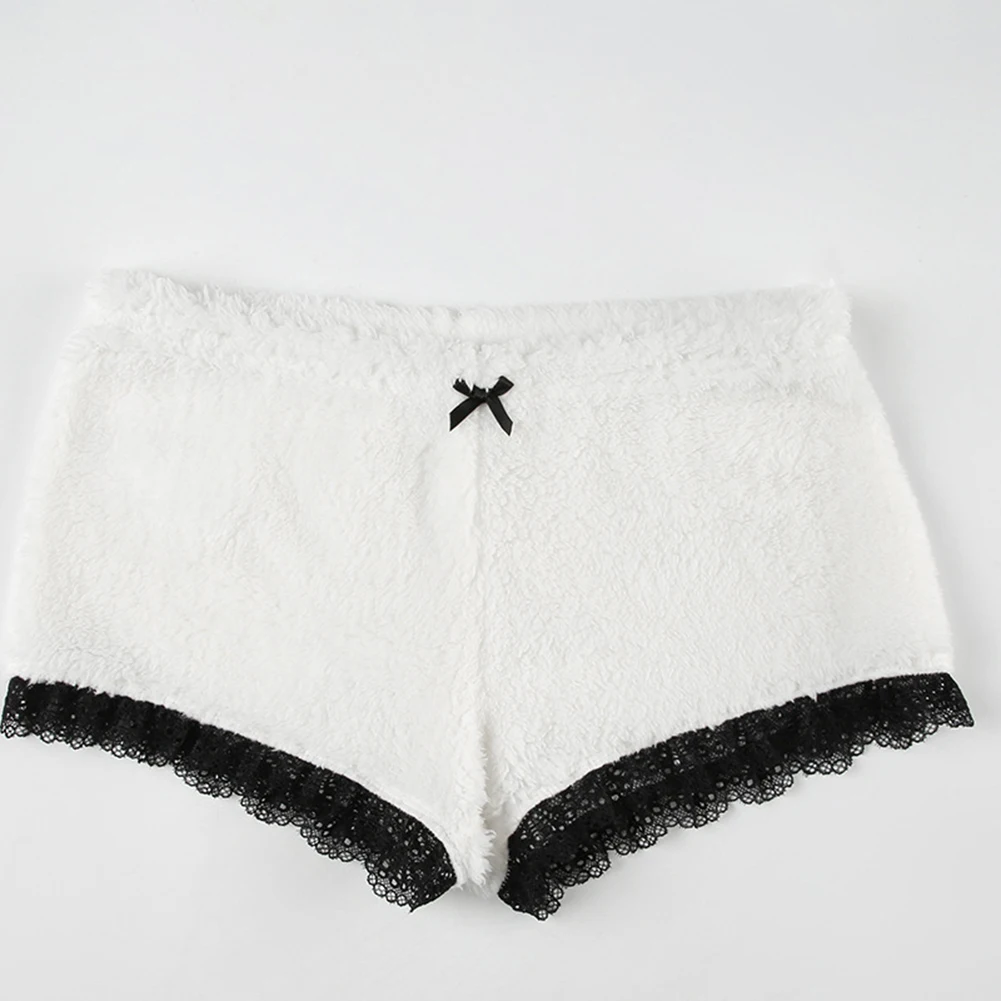 Plush Casual Pants Lace Bow Shorts Beach Wear Summer Outfits Brand New Item Elastic Waistband Microelasticity Fabric