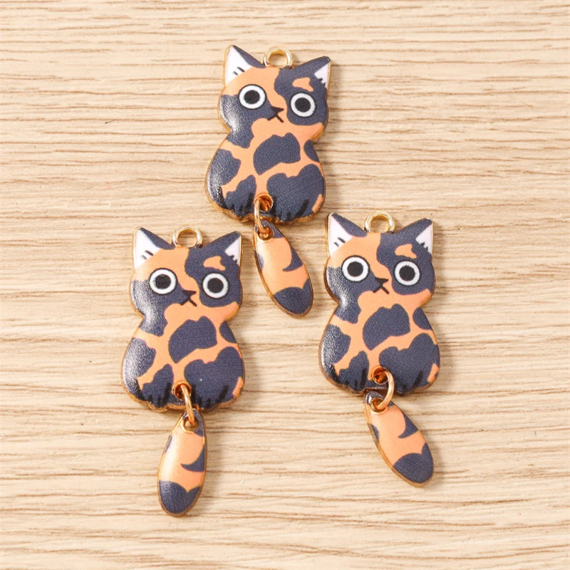 10 Stück 16x39mm Cartoon Emaille Tier Katzen Charms Anhänger zum Basteln von Halsketten, Ohrringen, Armbändern, DIY-Handwerk, Schmuckzubehör – Detail 8
