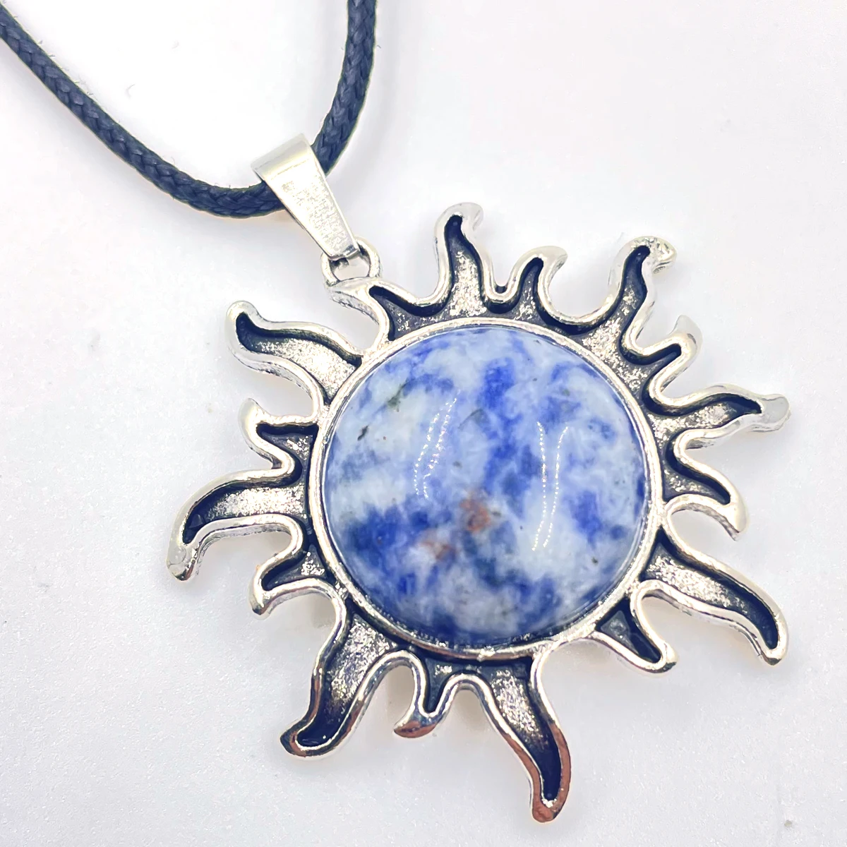 Natural Gem stone Quartz Crystal Opal charms Sunflower alloy pendants for DIY jewelry making necklace accessories Gift 1pcs view 5