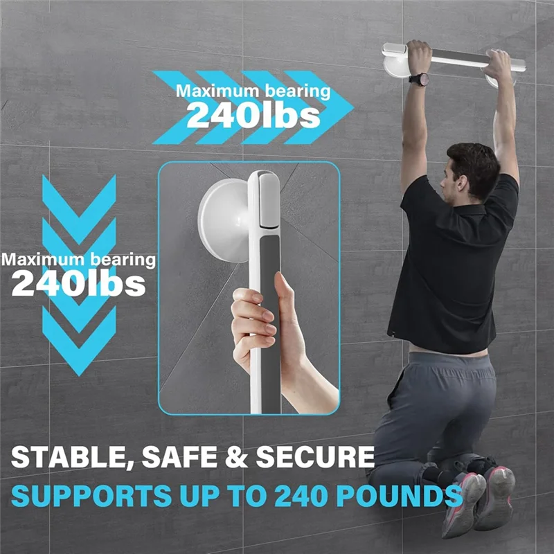 AB15-Tub and Shawer Grab Bars، مكون من قطعتين من مقابض الأكواب الشفط، مقابض دش شديدة التحمل قابلة للإزالة، باللون الأبيض