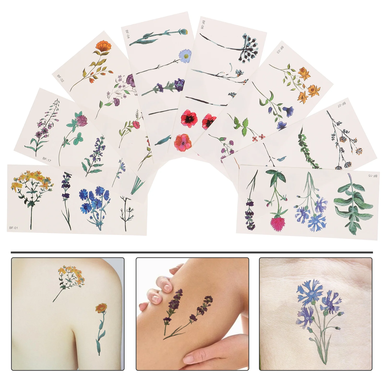 Temporary Tattoos for Girl Floral Sticker Women Flowers Stickers Body Fake Plant