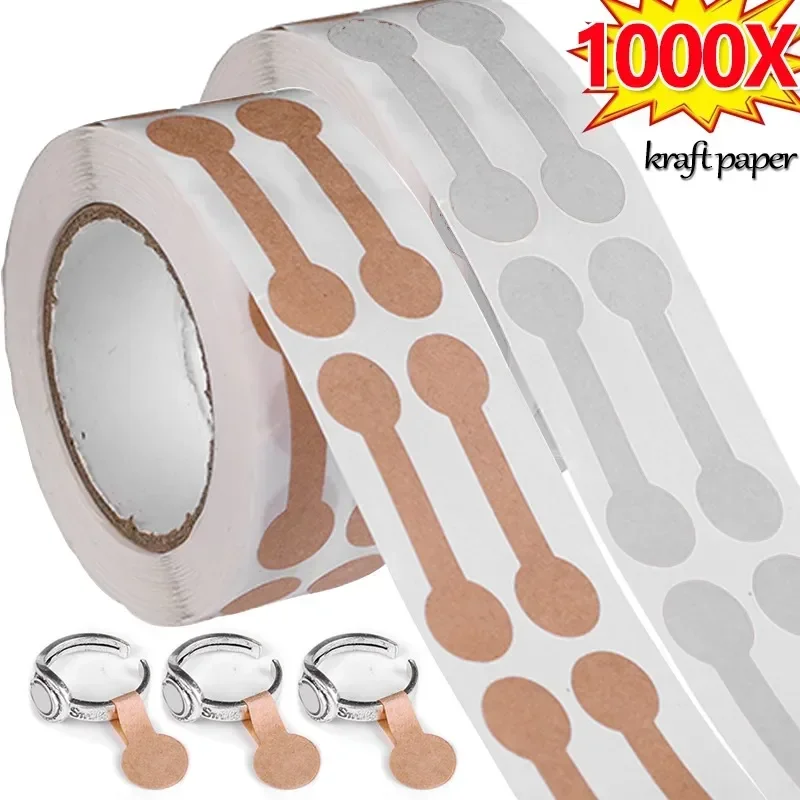 500/1000pcs Kraft Paper Jewelry Price Tags Self Adhesive Round Barbell Stickers DIY Label Exhibit Tool Ring Bracelet Necklace