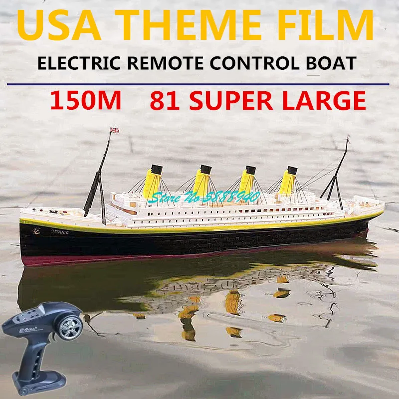 80CM Large Remote Control RC Boat Luxury Cruise 2.4G 150M USA Theme Film Simulation Bight Lighting Waterproof High Speed RC Boat