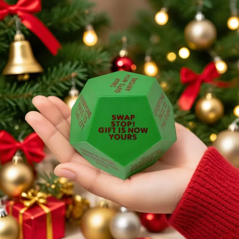 1/2 قطعة لعبة عيد الميلاد النرد السنة الجديدة مهرجان هدية تبادل الأسرة لعبة اللعب ديكور المنزل 12 الوجهين مع 12 كلمة عمل فريدة من نوعها #1