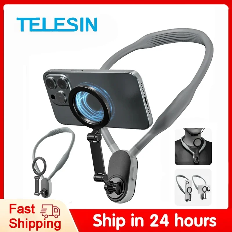 TELESIN Silicone Magnetic Neck Mount Quick Release Hold for IPhone 15 14 13 12 11 10 SAMSUNG HUAWEI XIAOMI Phone Accessories