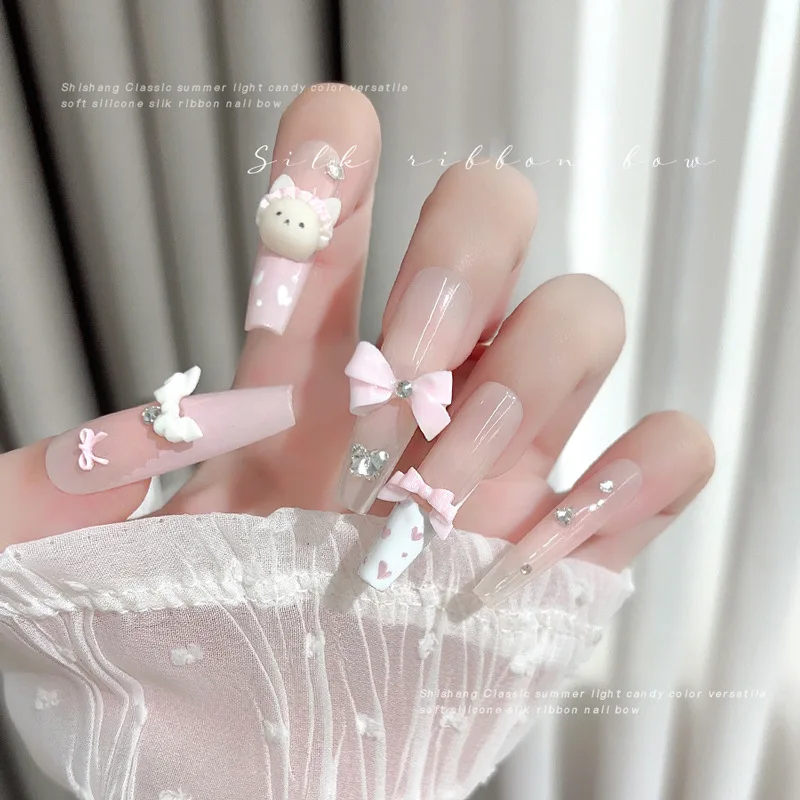 Lovely Resin Bow Tie Delicate Bowknot Simple Ribbon Colorful Charm Cute Nail Art Decoration Manicure Tools Accessories Wholesale