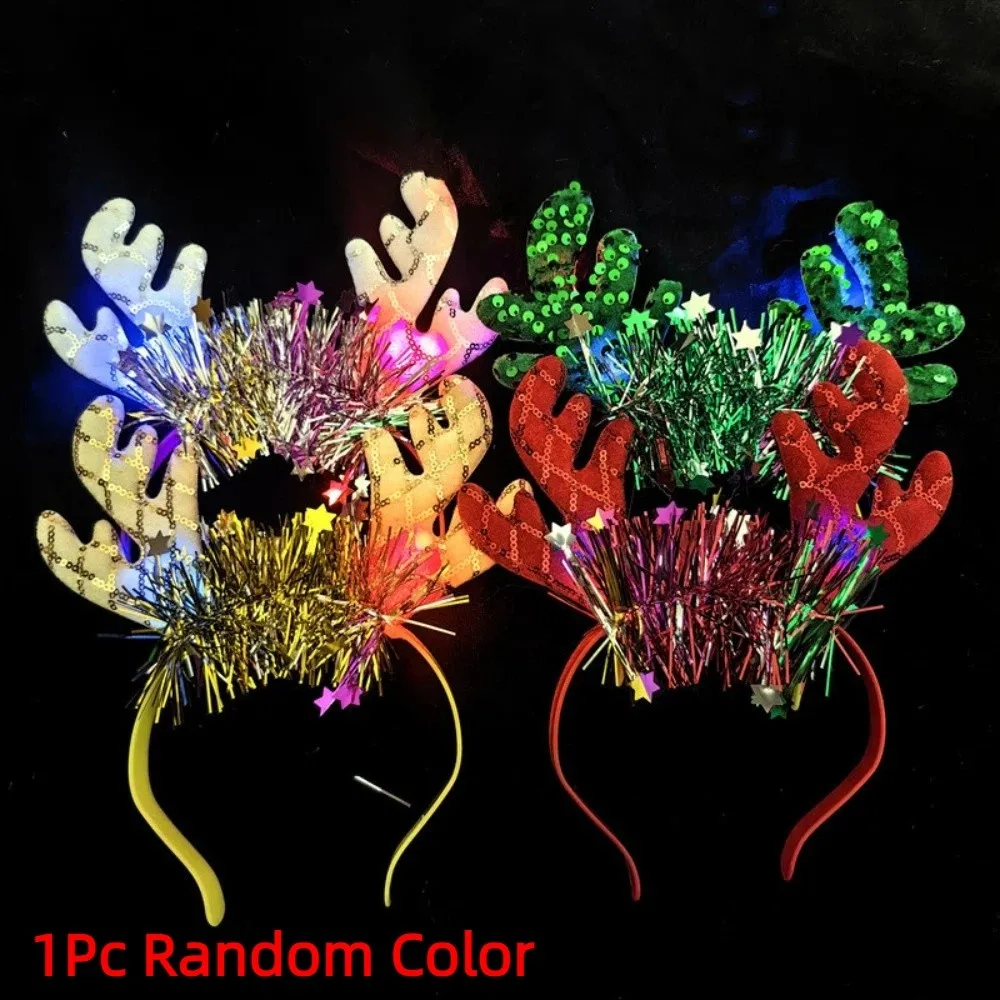 Sweet 2027 New Year Headband Optic Fiber Light Up Glitter Christmas Hair Hoop Colorful Lightweight Luminous Headpiece