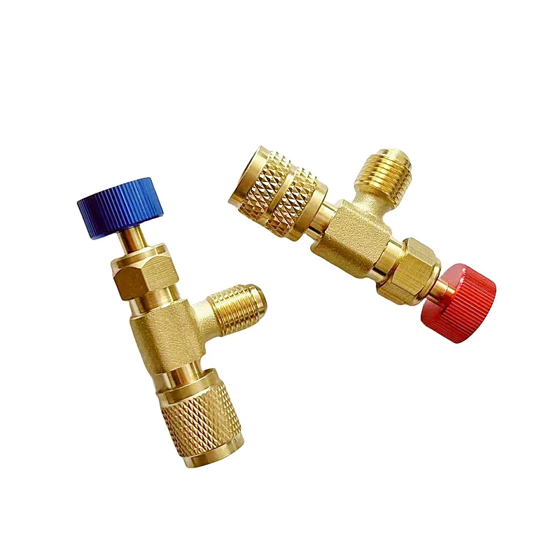 1PC Air Conditioner R410 Brass Control Safety Liquid Valve R22 1/4" Refrigeration Charging Valve Copper Adapter R22