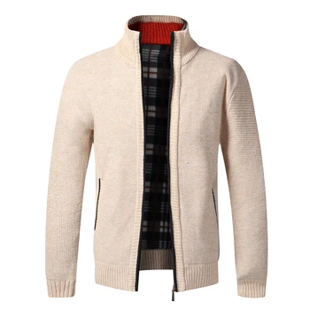 Autumn Winter Warm Cardigan Men Fleece Sweaters Full Zip Jackets Slim Fit Luxury Brand Knitted Sweater Coat American Jersey 5