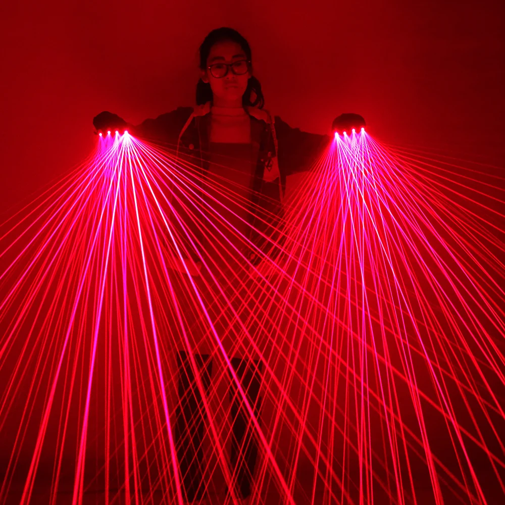 

2 in 1 Multi-line Red Laser Gloves Green Red Lazer Mitten Ray Gloves Rave Rechargeable Professional Stage Performance Costume