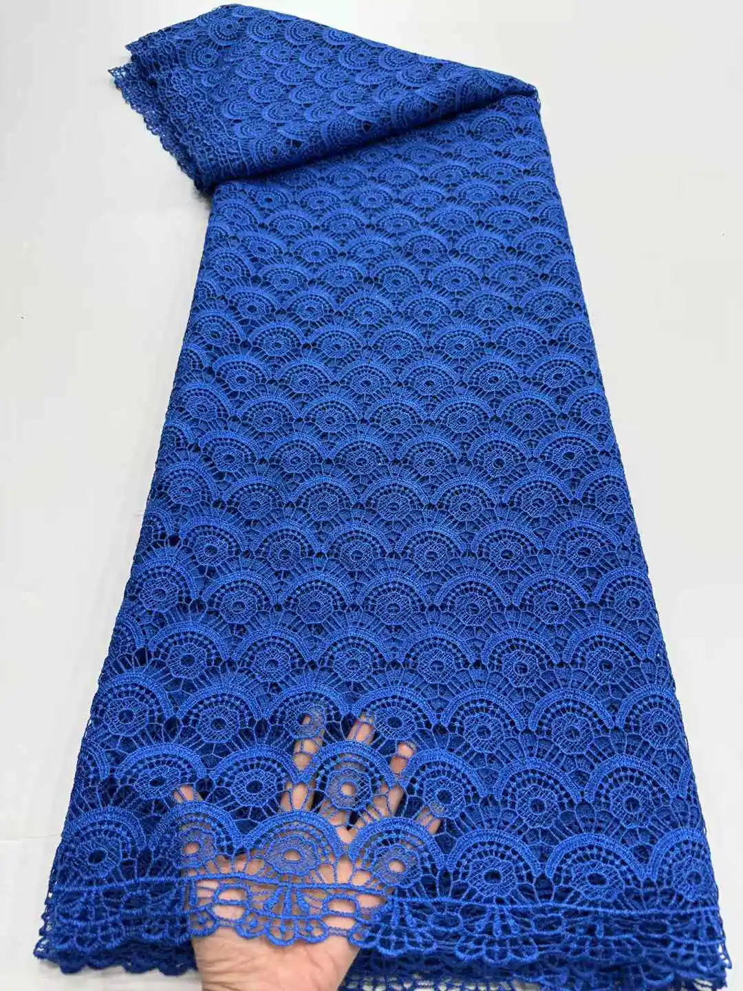 Чисто белая нигерийская гипюровая кружевная ткань 2025, высокое качество, водорастворимая африканская кружевная ткань с блестками для шитья вечерних платьев