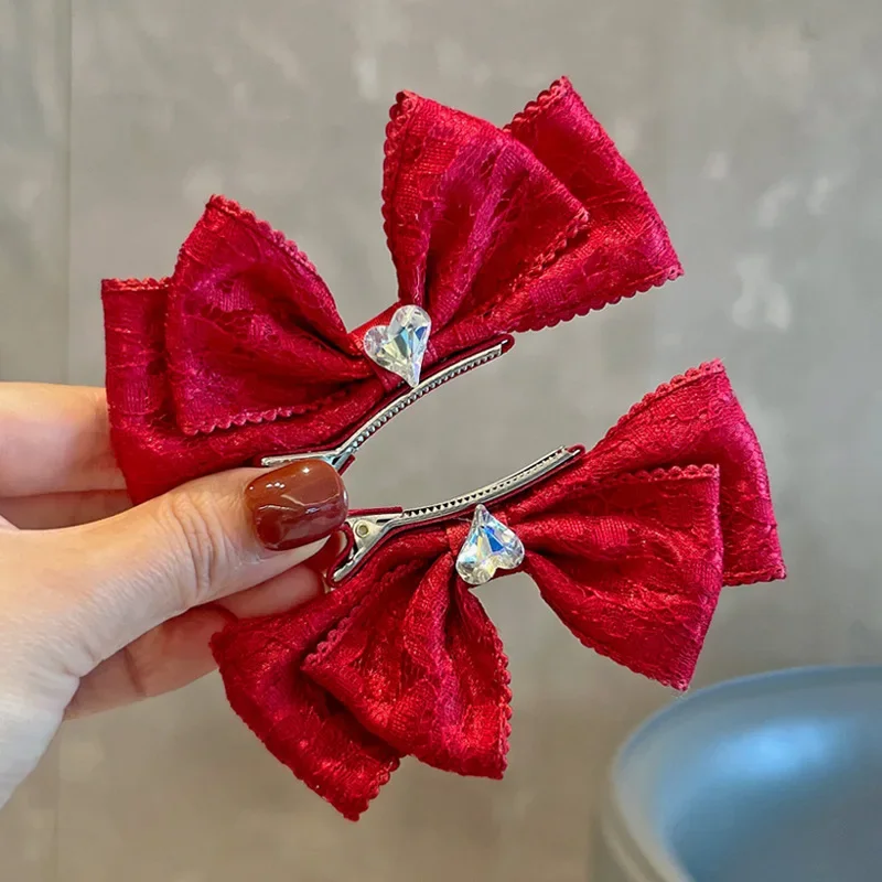 

2PCS New Fashion Lace Three-dimensional Bow Hair Clips Gilr Hairpins Cute Hair Accessories Barrettes Kid Headdress