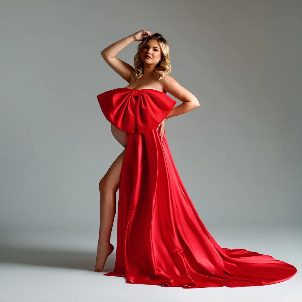 Mutterschaft Fotografie Requisiten Kleid Elegante Satin Fliege Spitze Up Rock Foto-shooting Kleid Für Frauen Fotografie Studio Kleidung
