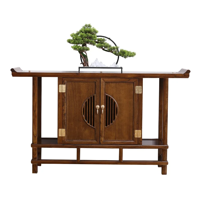 

New Chinese style solid wood entrance table, old elm wood entrance cabinet, entrance counter leaning against the wall