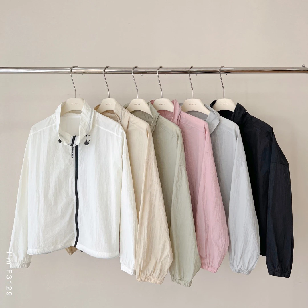 

2026 Spring/Summer Drawstring Stand Collar Jacket, Solid Color Outdoor Sun Protection Coat For Women