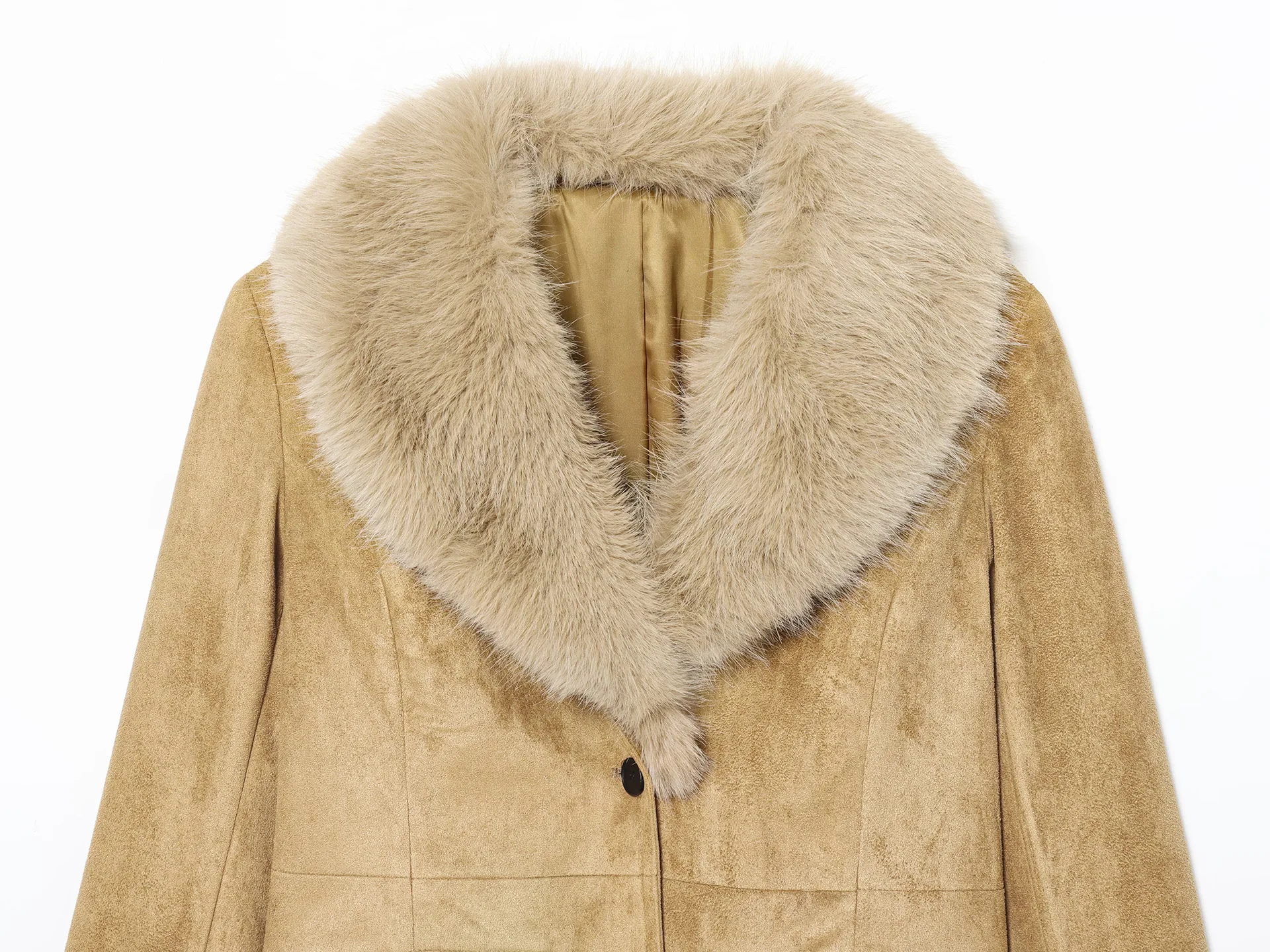 2025 Autumn and Winter New Women's Clothing European and American Fashion Versatile Slim Suede Faux Fur Blazer