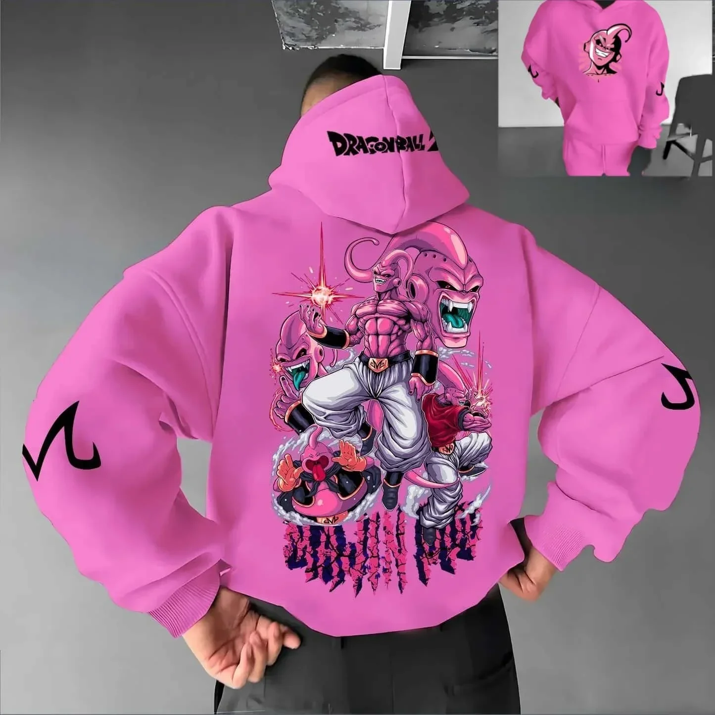 2026/26 Herbst/Winter Dragon Ball Super Dalian Hoodie aus Polyesterfaser, 3D-Druck, Eltern-Kind-Freizeit-Sweatshirt in Rosa – Detail 6